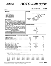 datasheet for HGTG20N100D2 by Intersil Corporation