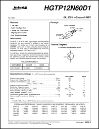 datasheet for HGTP12N60D1 by Intersil Corporation
