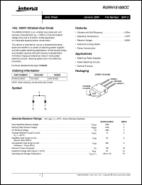 datasheet for RURH15100CC by Intersil Corporation