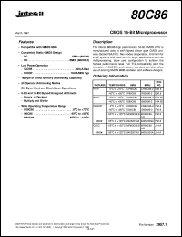 datasheet for 80C86 by Intersil Corporation