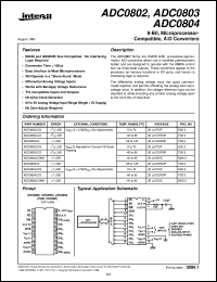 datasheet for ADC0802 by Intersil Corporation