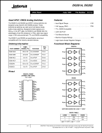 datasheet for DG201A by Intersil Corporation