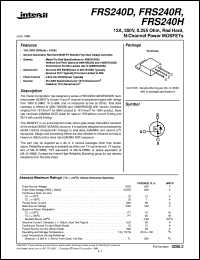 datasheet for FRS240D by Intersil Corporation