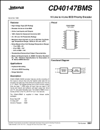 datasheet for CD40147BMS by Intersil Corporation