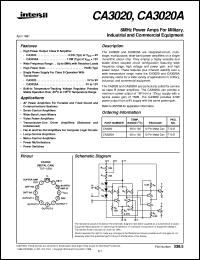 datasheet for CA3020A by Intersil Corporation