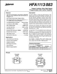 datasheet for HFA1113/883 by Intersil Corporation