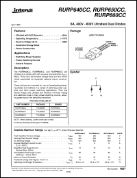 datasheet for RURP640CC by Intersil Corporation