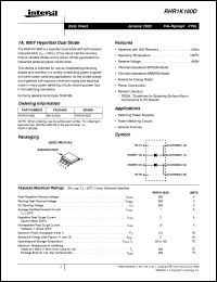 datasheet for RHR1K160D by Intersil Corporation