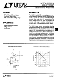 datasheet for LM101A by Linear Technology