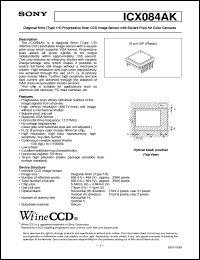 datasheet for ICX084AK by Sony Semiconductor