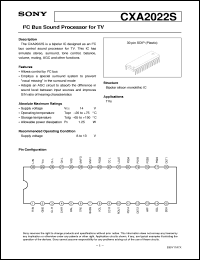 datasheet for CXA2022S by Sony Semiconductor