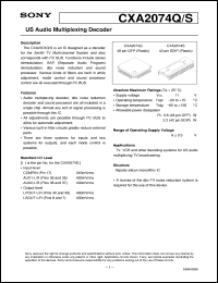 datasheet for CXA2074S by Sony Semiconductor
