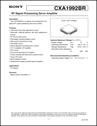 datasheet for CXA1992BR by Sony Semiconductor