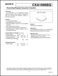 datasheet for CXA1998BQ by Sony Semiconductor