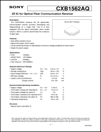 datasheet for CXB1562AQ by Sony Semiconductor