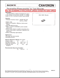 datasheet for CXA1262N by Sony Semiconductor