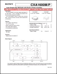 datasheet for CXA1600P by Sony Semiconductor