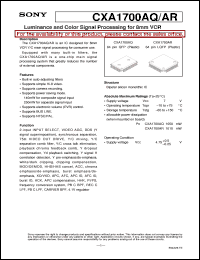 datasheet for CXA1700AR by Sony Semiconductor