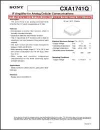 datasheet for CXA1741Q by Sony Semiconductor