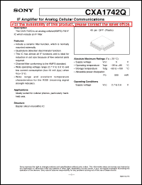 datasheet for CXA1742Q by Sony Semiconductor