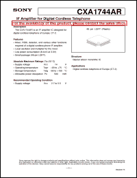 datasheet for CXA1744AR by Sony Semiconductor