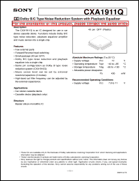 datasheet for CXA1911Q by Sony Semiconductor