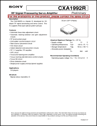 datasheet for CXA1992R by Sony Semiconductor