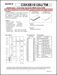 datasheet for CXK5B16120TM-12 by Sony Semiconductor
