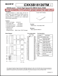 datasheet for CXK5B18120TM-12 by Sony Semiconductor
