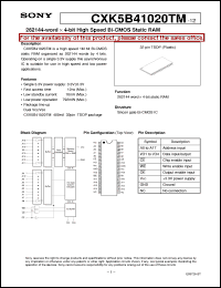 datasheet for CXK5B41020TM-12 by Sony Semiconductor