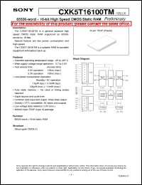 datasheet for CXK5T16100TM-12LLX by Sony Semiconductor