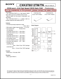 datasheet for CXK5T8512TN-10LLX by Sony Semiconductor