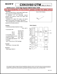 datasheet for CXK5V8512TM-10LLX by Sony Semiconductor