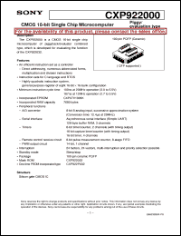 datasheet for CXP922000 by Sony Semiconductor