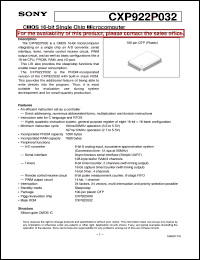 datasheet for CXP922P032 by Sony Semiconductor