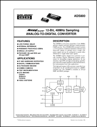 datasheet for ADS800E by Burr-Brown Corporation