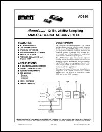 datasheet for ADS801U by Burr-Brown Corporation
