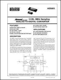 datasheet for ADS803U/1K by Burr-Brown Corporation
