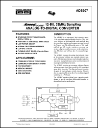 datasheet for ADS807E by Burr-Brown Corporation