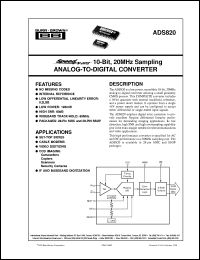 datasheet for ADS820E by Burr-Brown Corporation