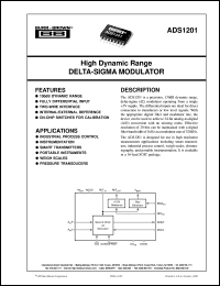 datasheet for ADS1201U by Burr-Brown Corporation