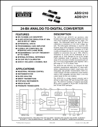 datasheet for ADS1210P by Burr-Brown Corporation
