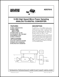 datasheet for ADS7816E/250 by Burr-Brown Corporation