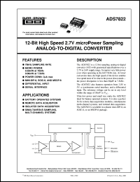 datasheet for ADS7822E/250 by Burr-Brown Corporation