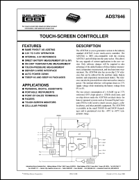 datasheet for ADS7846N by Burr-Brown Corporation