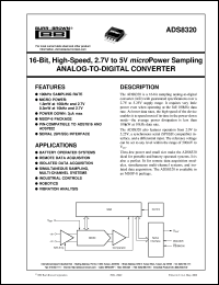 datasheet for ADS8320E/250 by Burr-Brown Corporation