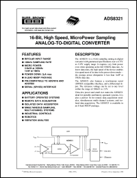 datasheet for ADS8321E/250 by Burr-Brown Corporation