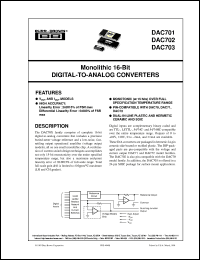 datasheet for DAC701KH by Burr-Brown Corporation