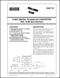 datasheet for DAC712P by Burr-Brown Corporation