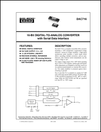 datasheet for DAC716P by Burr-Brown Corporation
